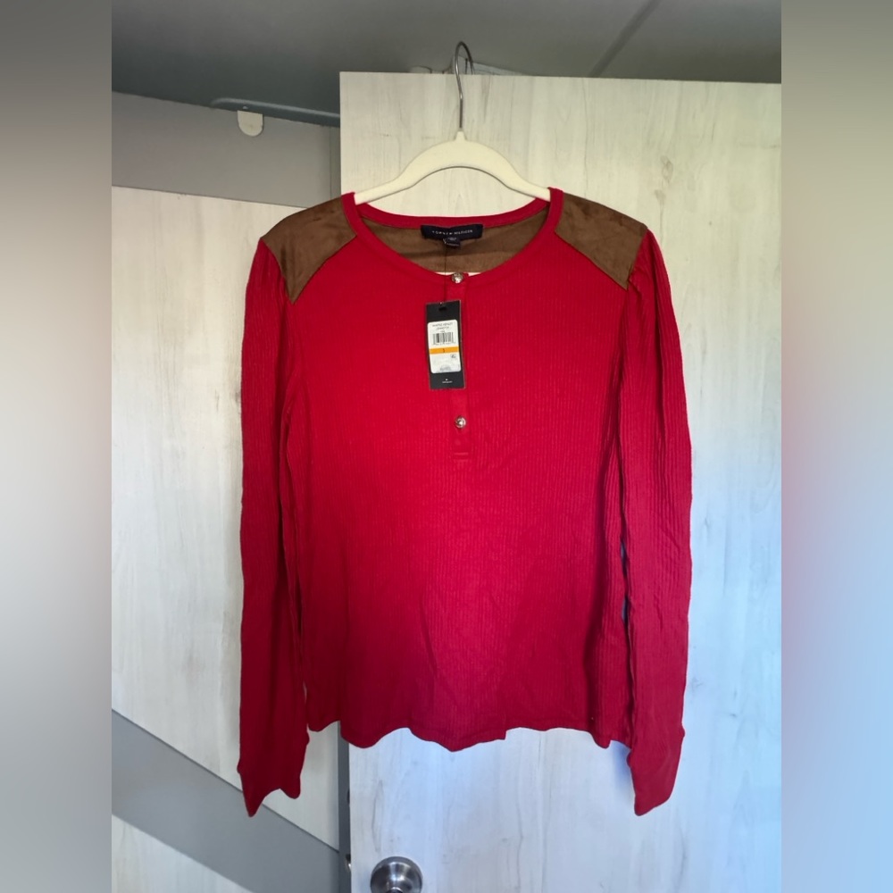 Tommy Hilfiger NWT Red & Brown Shirt Size S